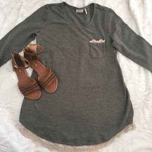 LOGO olive green laced top